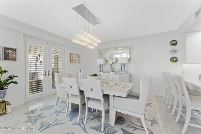 a view of a dining area with furniture