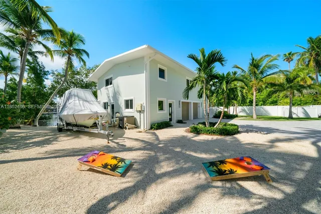 a view of a lake with a yard