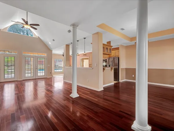 a view interior of the house with wooden floor