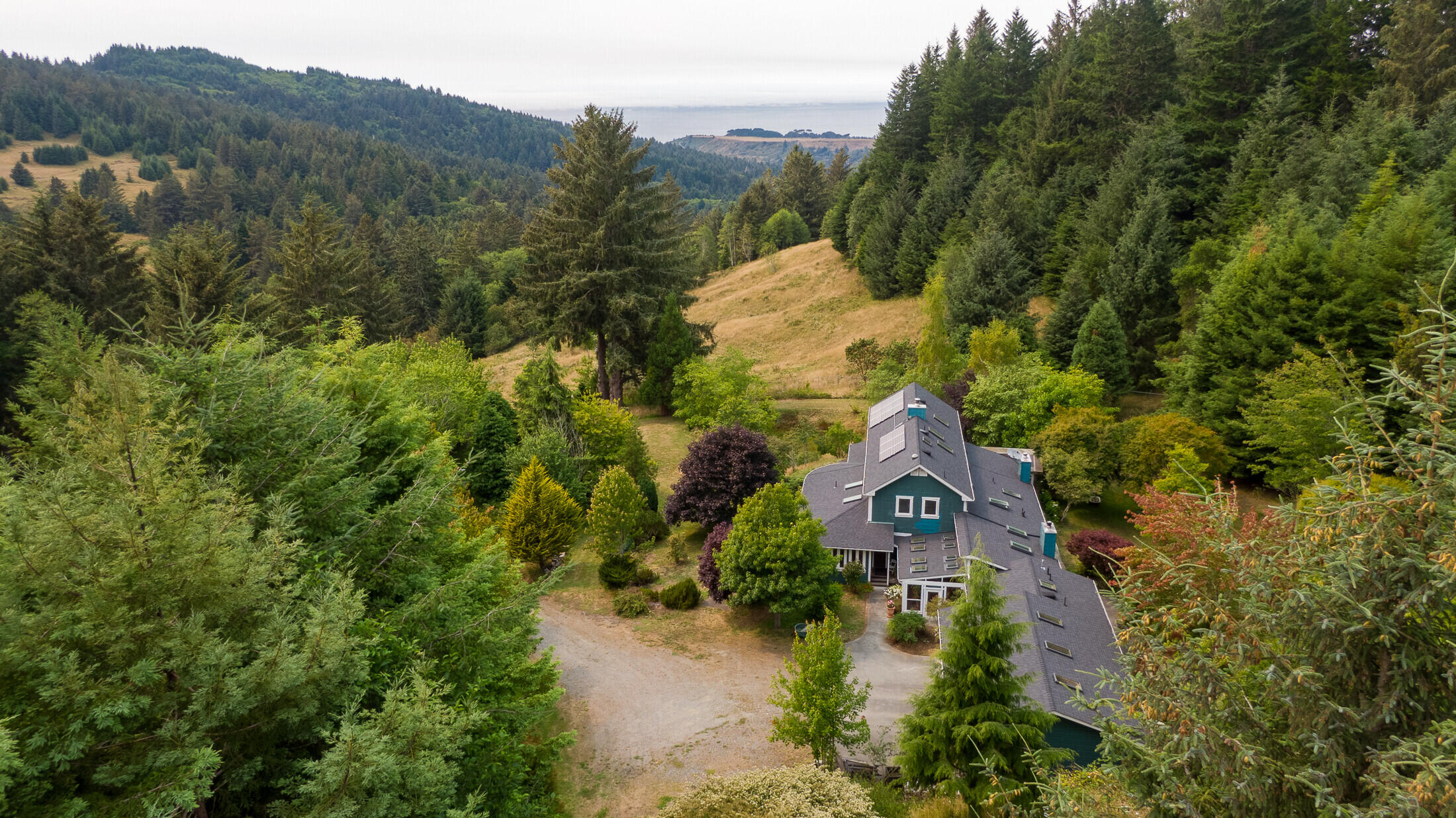 3680 Poole Road Ferndale, CA 95536 - Photo 1 of 1 a aerial view of a house with a yard and large trees