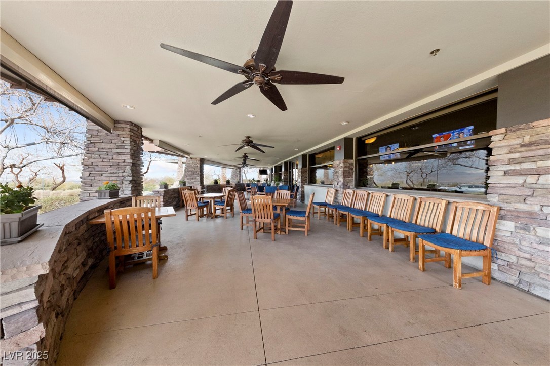 471 Cityview Ridge Drive Henderson, NV 89012 - Photo 19 of 28 View of patio / terrace featuring outdoor dining area and ceiling fan