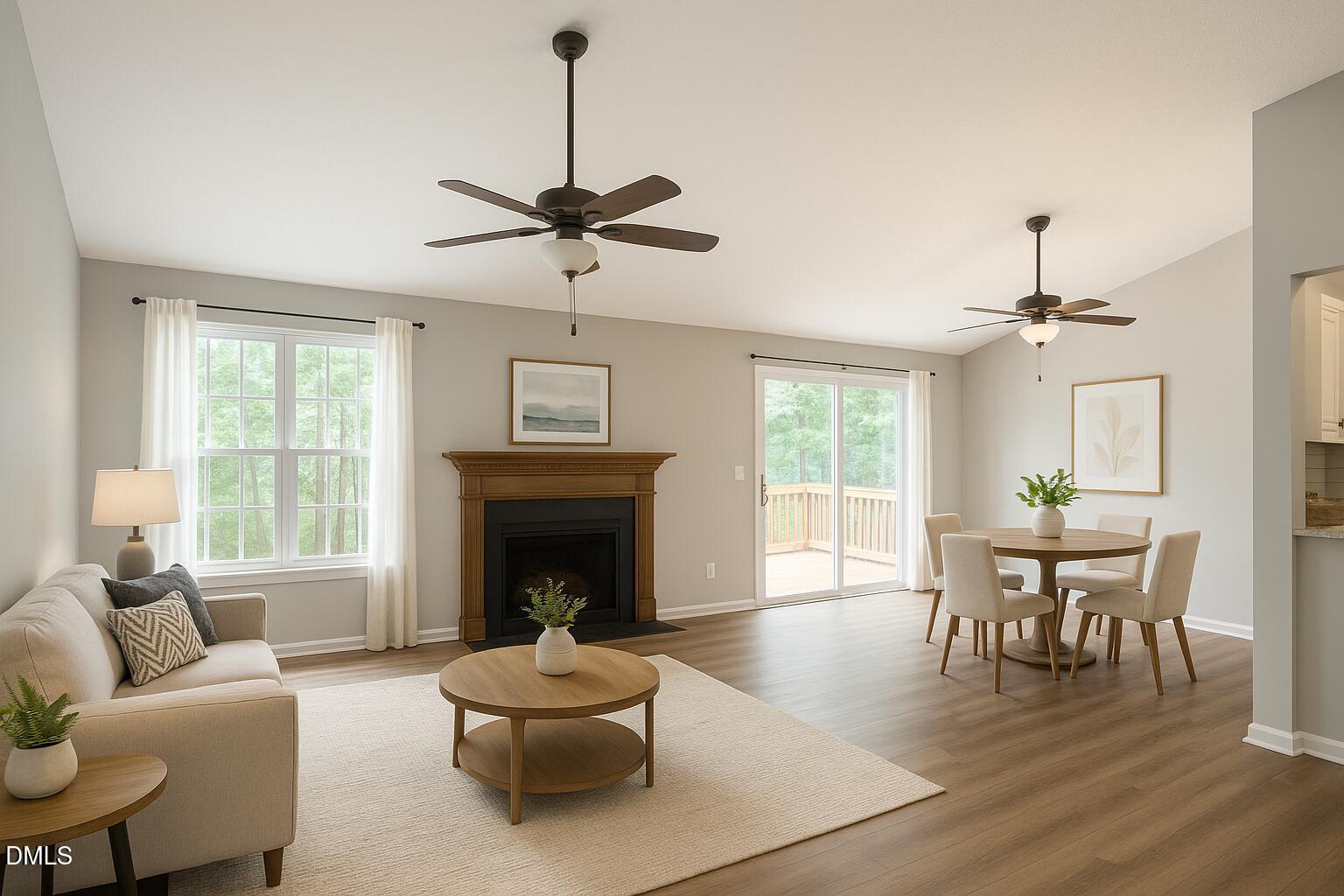 3529 Singleleaf Lane Raleigh, NC 27616 - Photo 2 of 16 a living room with furniture a window and a fireplace
