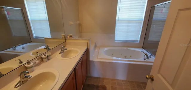 a bathroom with a sink and a tub