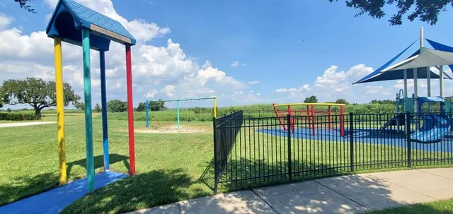 a view of a garden from a building