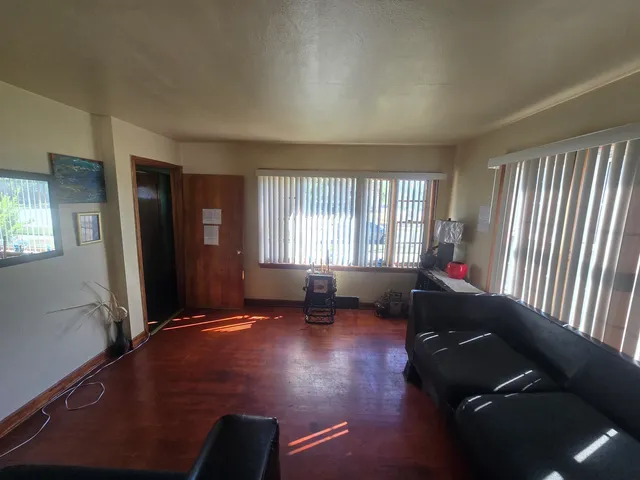 an empty room with windows