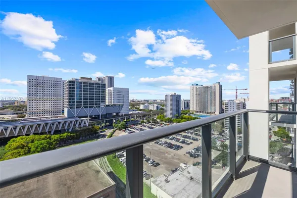 a city view from a balcony