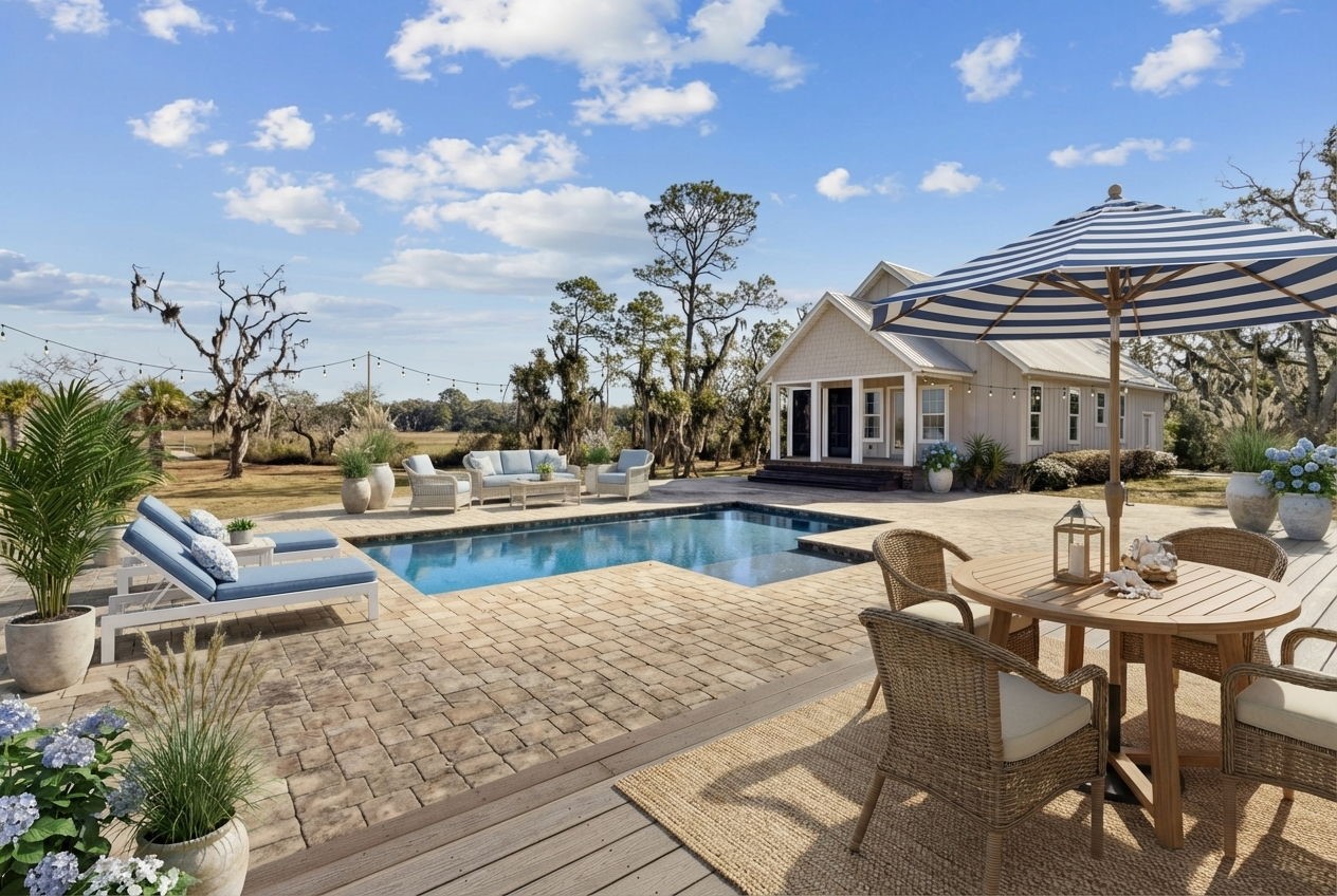 1900 Sycamore Lane Fernandina Beach, FL 32034 - Photo 28 of 54 a view of house with swimming pool and outdoor seating