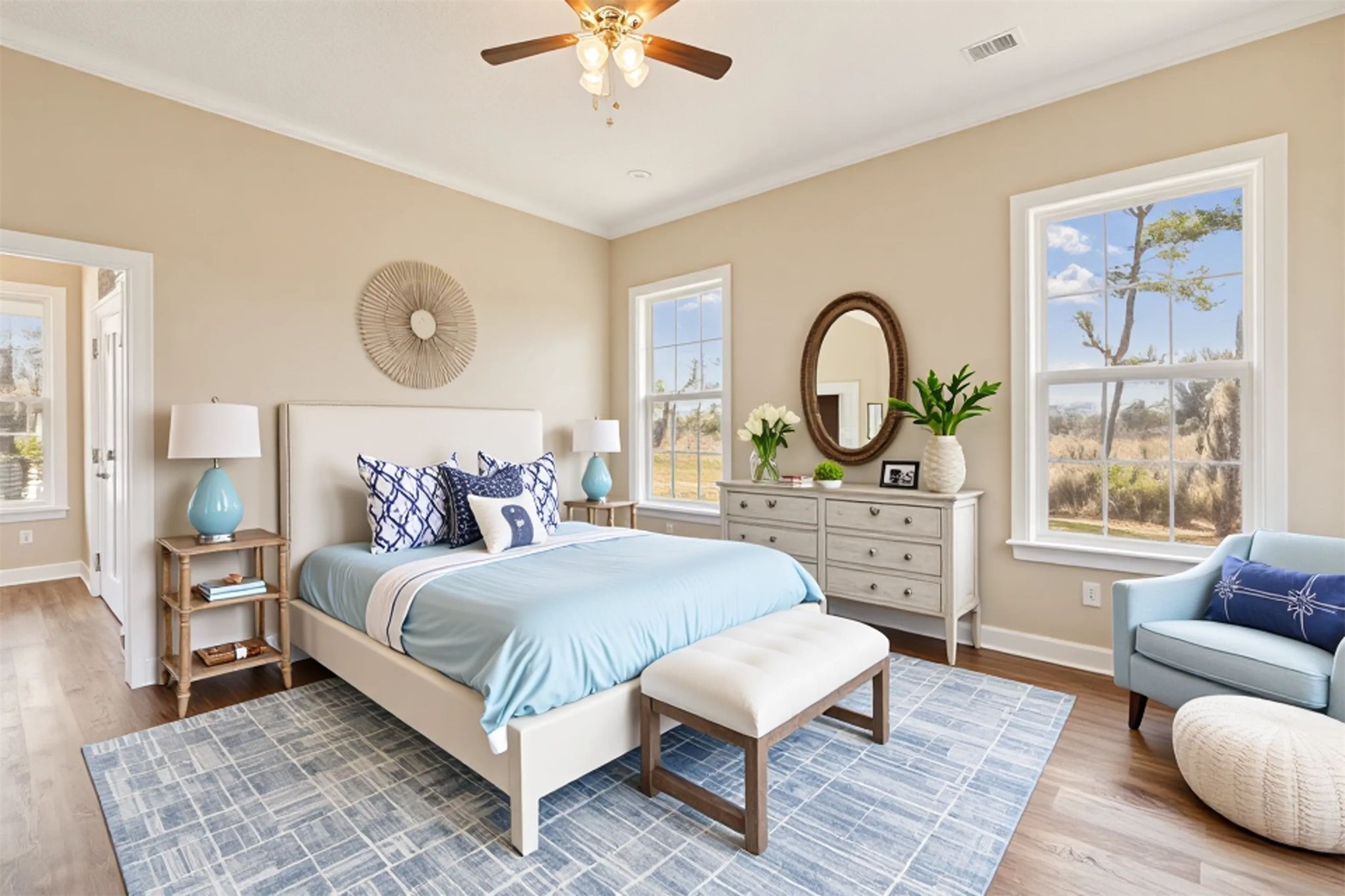 1900 Sycamore Lane Fernandina Beach, FL 32034 - Photo 35 of 54 a bedroom with a bed couch and window with a mirror