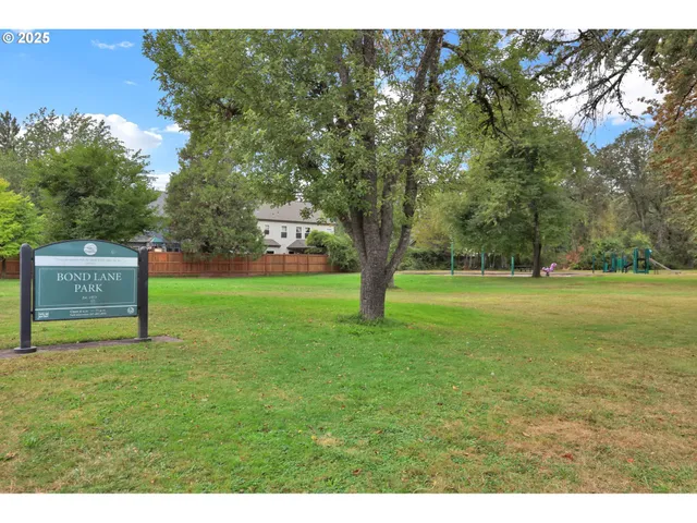 a view of a garden with trees
