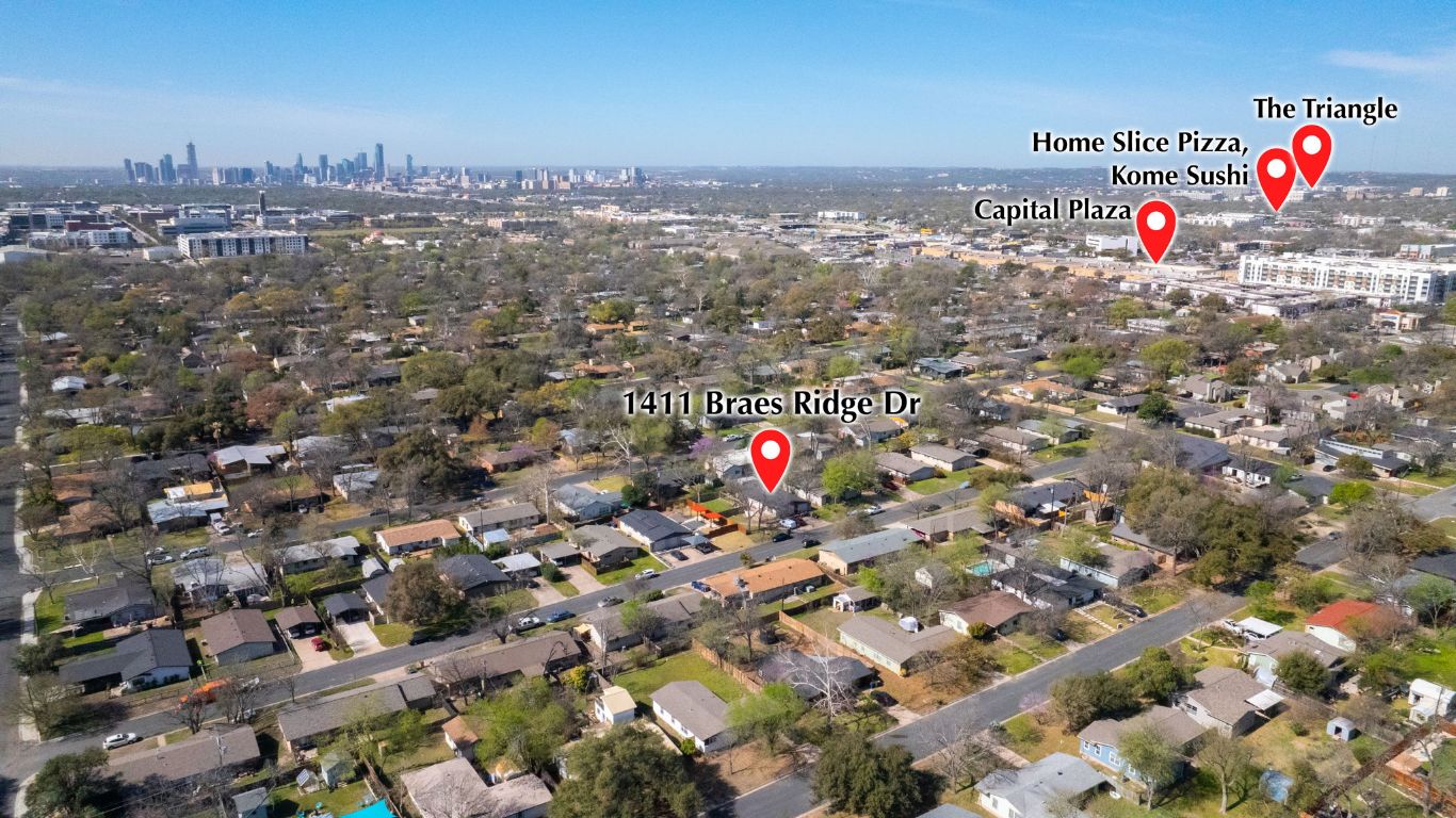 1411 Braes Ridge Drive, Unit B Austin, TX 78723 - Photo 13 of 37 an aerial view of city and building