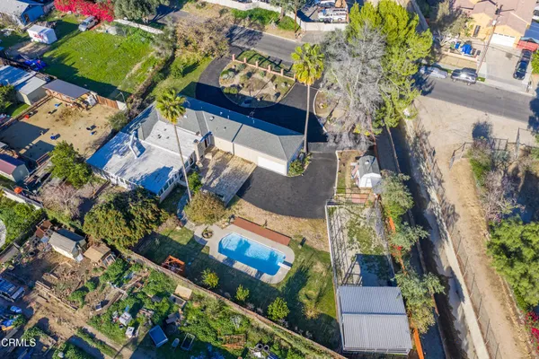 an aerial view of a house