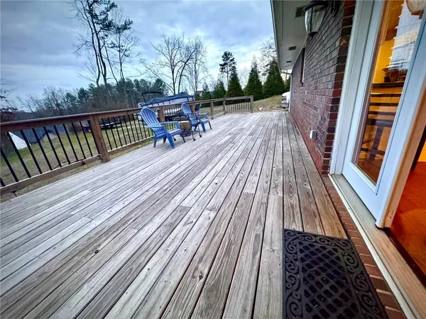 a view of balcony with furniture