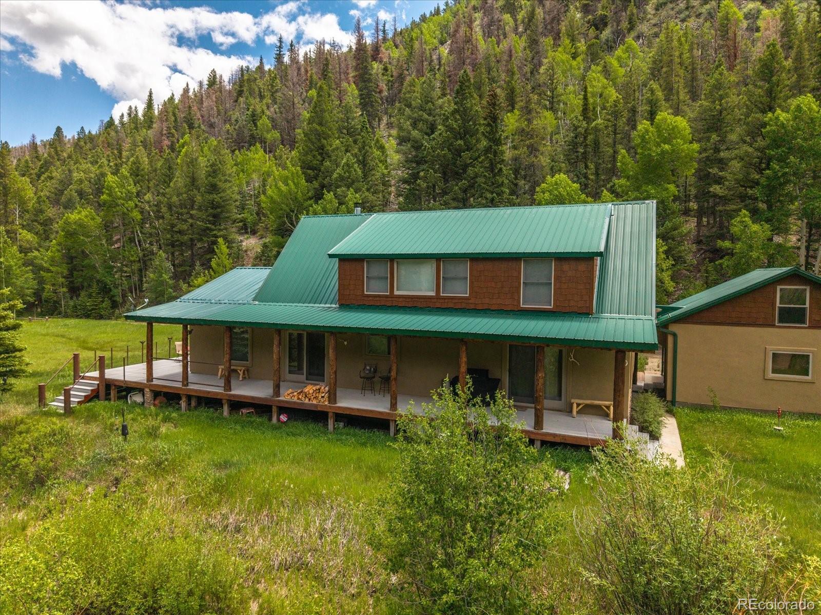 1021 Silver Lakes Road Villa Grove, CO 81155 - Photo 6 of 50 an aerial view of a house with a yard table and chairs