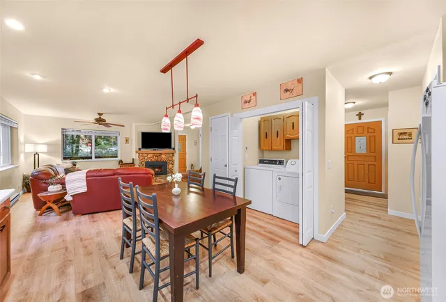 a view of a yard with an ocean beach