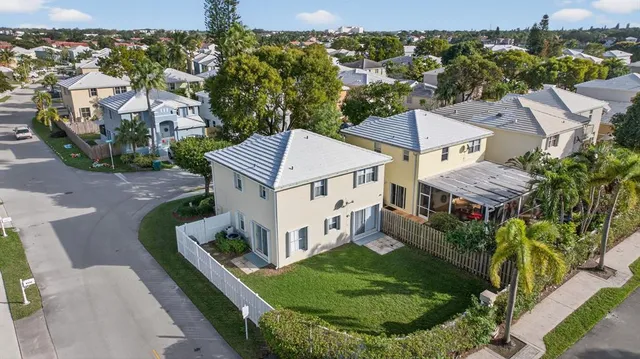 an aerial view of a house having outdoor space