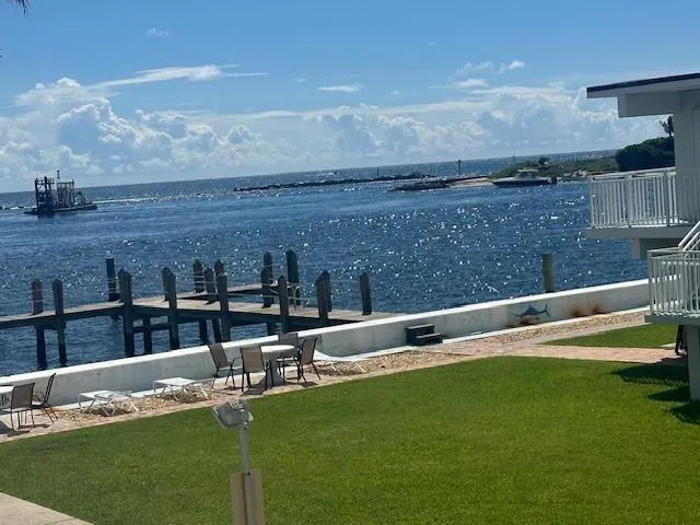 a view of a swimming pool with an outdoor space