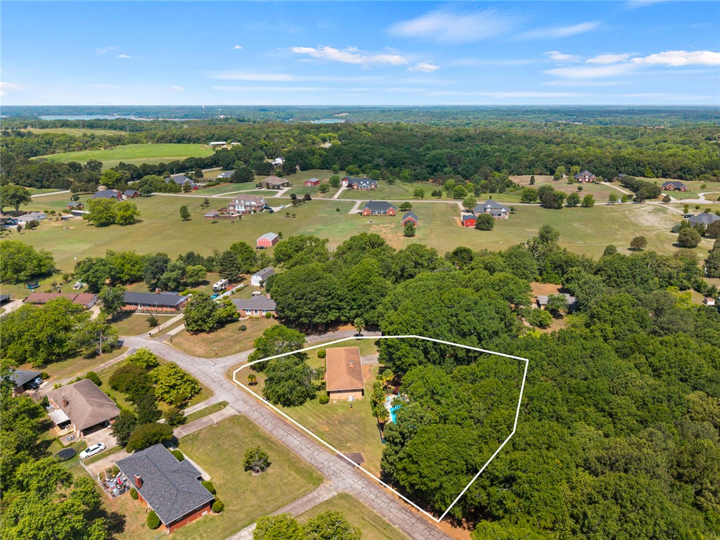 2101 Old Spring Drive Anderson, SC 29625 - Photo 35 of 36 An aerial perspective reveals a serene countryside estate nestled among verdant trees and open fields.