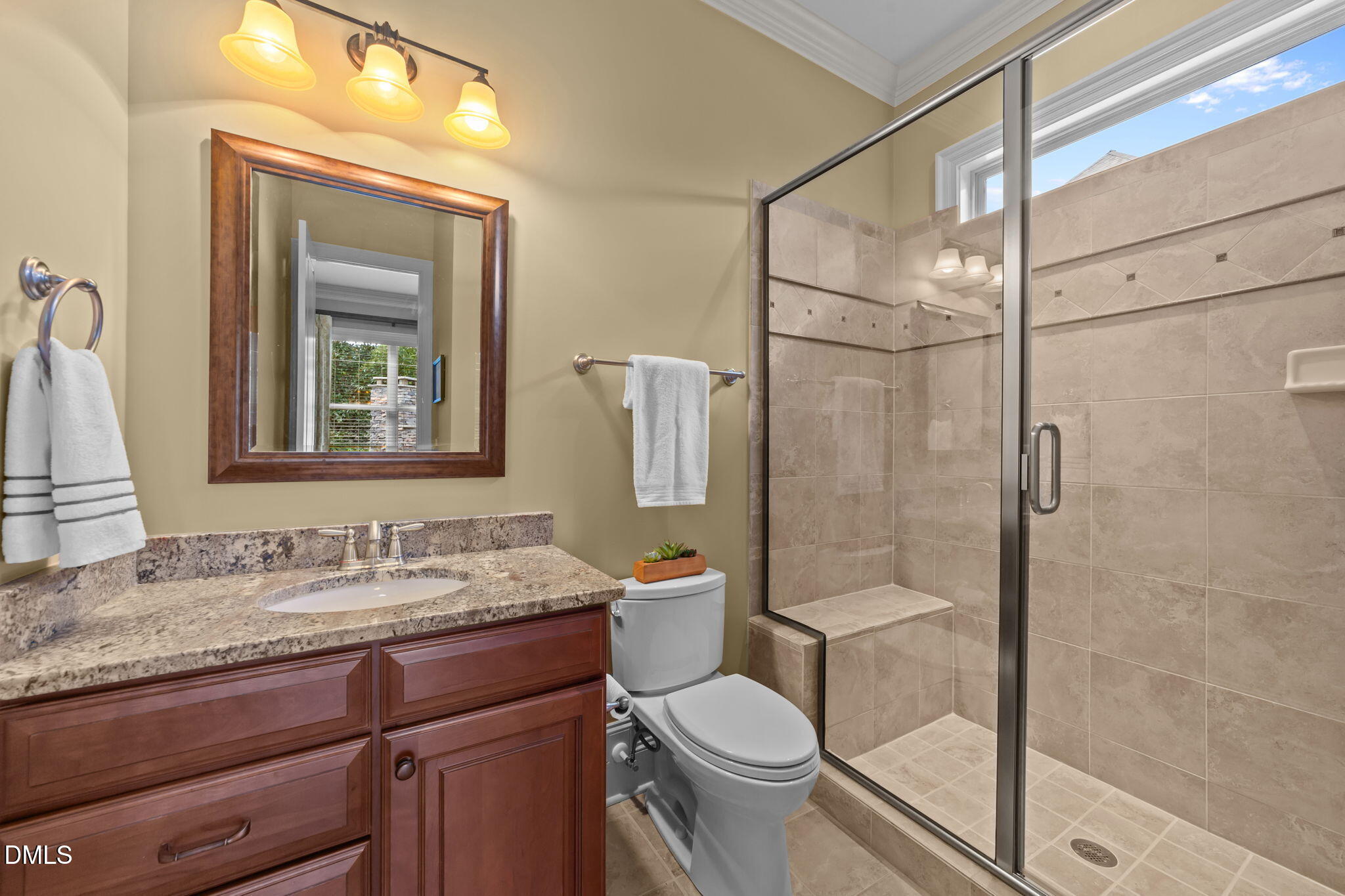 1859 Versa Court Apex, NC 27502 - Photo 20 of 46 a bathroom with a granite countertop sink toilet and shower