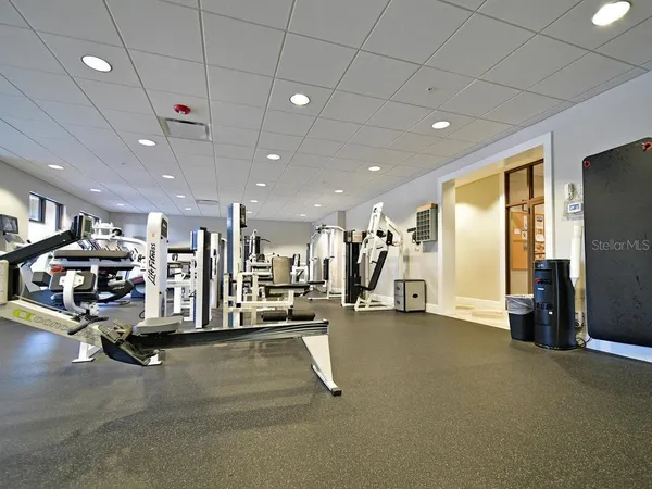 a view of a room with gym equipment