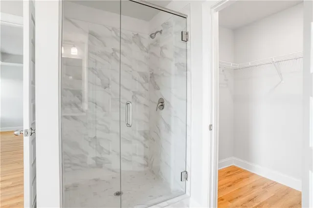 a bathroom with a shower