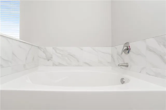 a bathroom with a bathtub