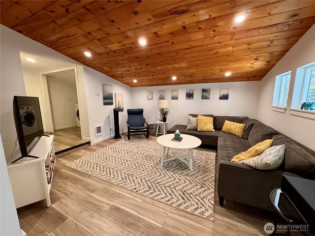 a living room with furniture