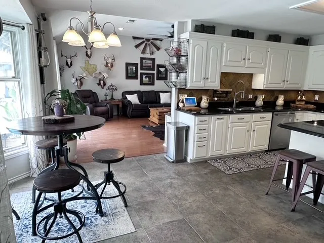 a living room with furniture