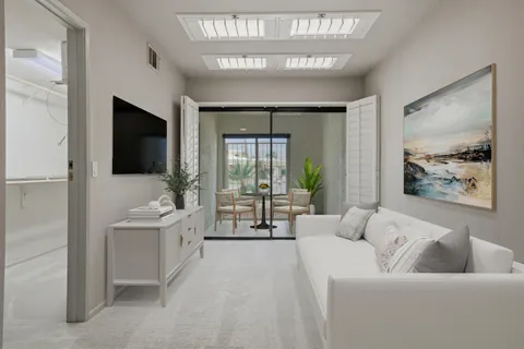 a view of a room with an empty shelf