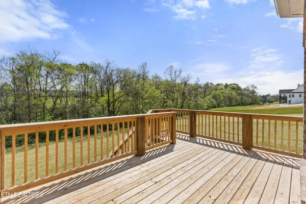 a terrace with trees in the background