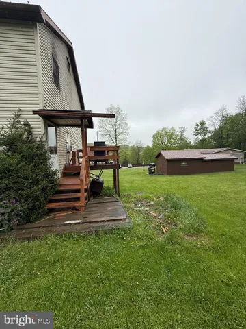 a view of a park with large trees