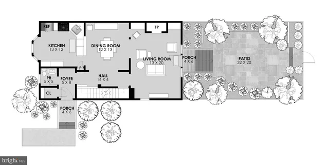 a black and white photo of a living room