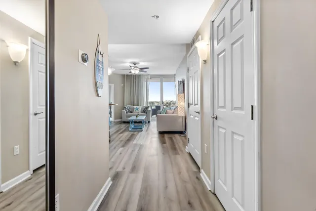 a view of a bedroom from hallway