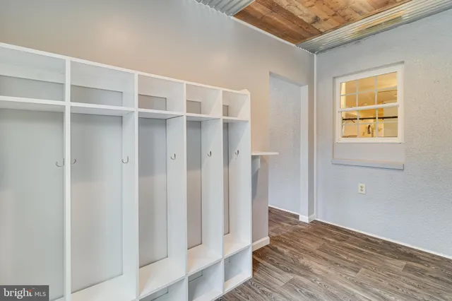 a view of wooden door