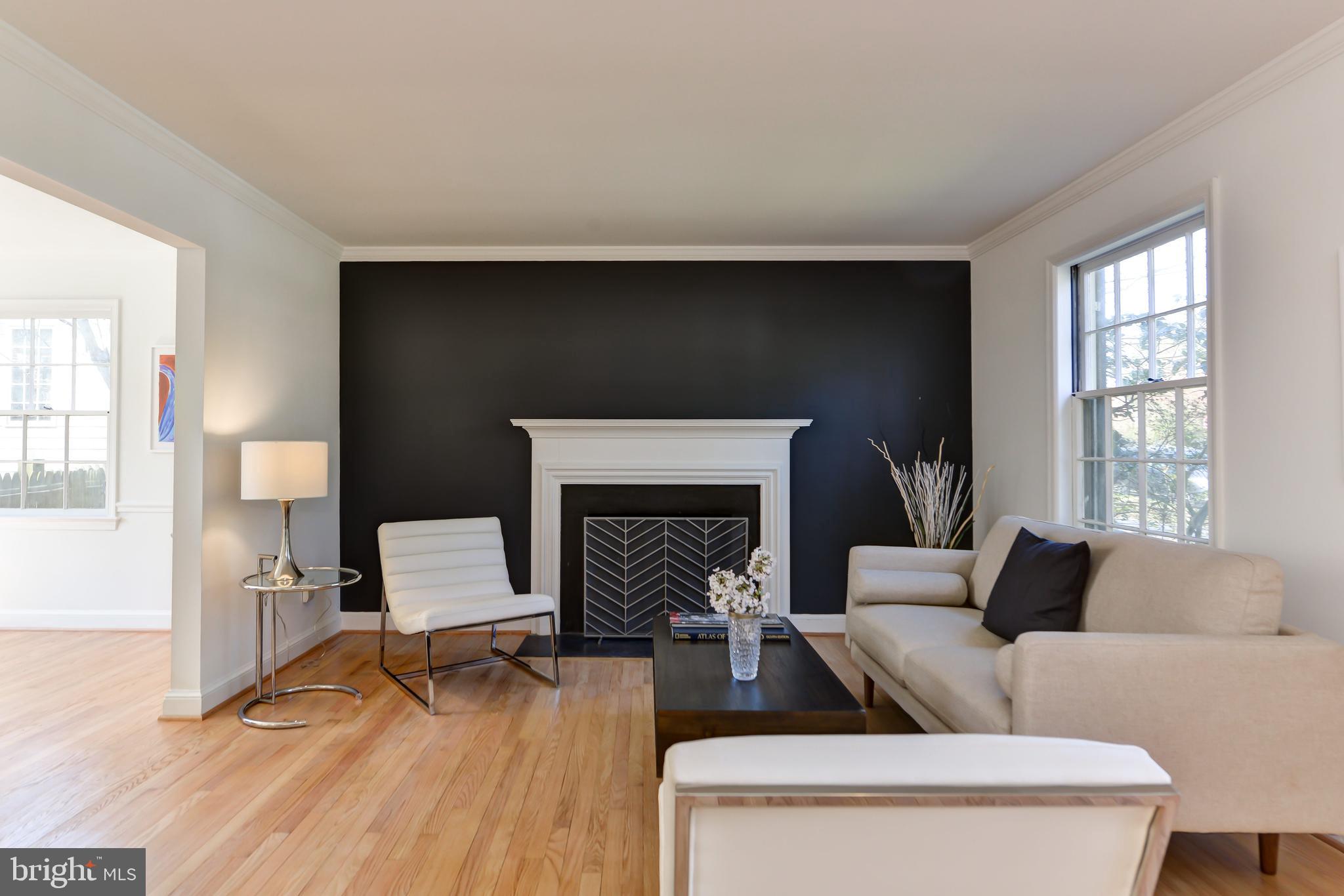 3538 Woodbine Street Chevy Chase, MD 20815 - Photo 4 of 28 Living Room with wood-burning FP, refin hardwds