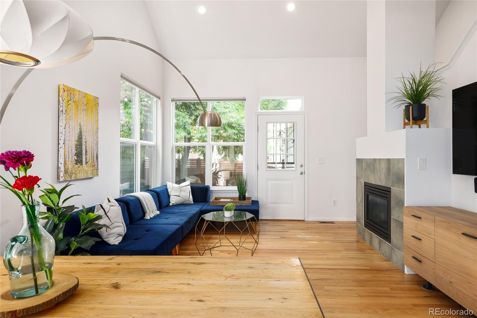 1947 King Street Denver, CO 80204 - Photo 8 of 40 a living room with furniture windows and a fireplace