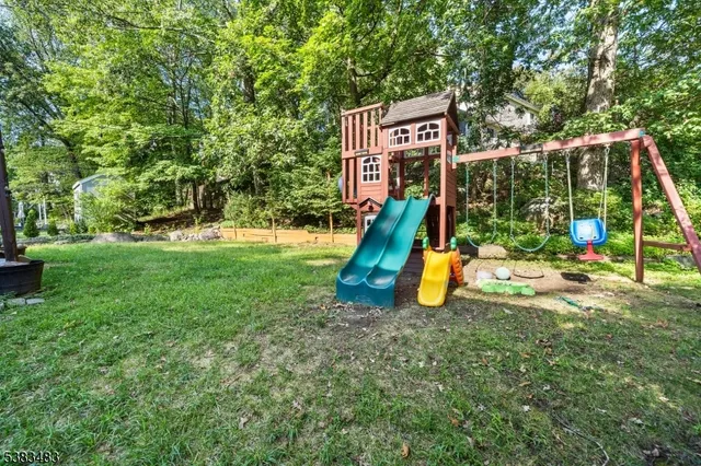 a view of a park with slide