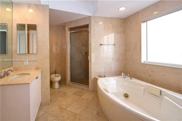 a bathroom with a bathtub