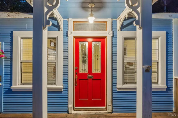 an aerial view of a house