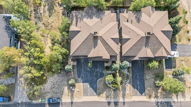 an aerial view of a house