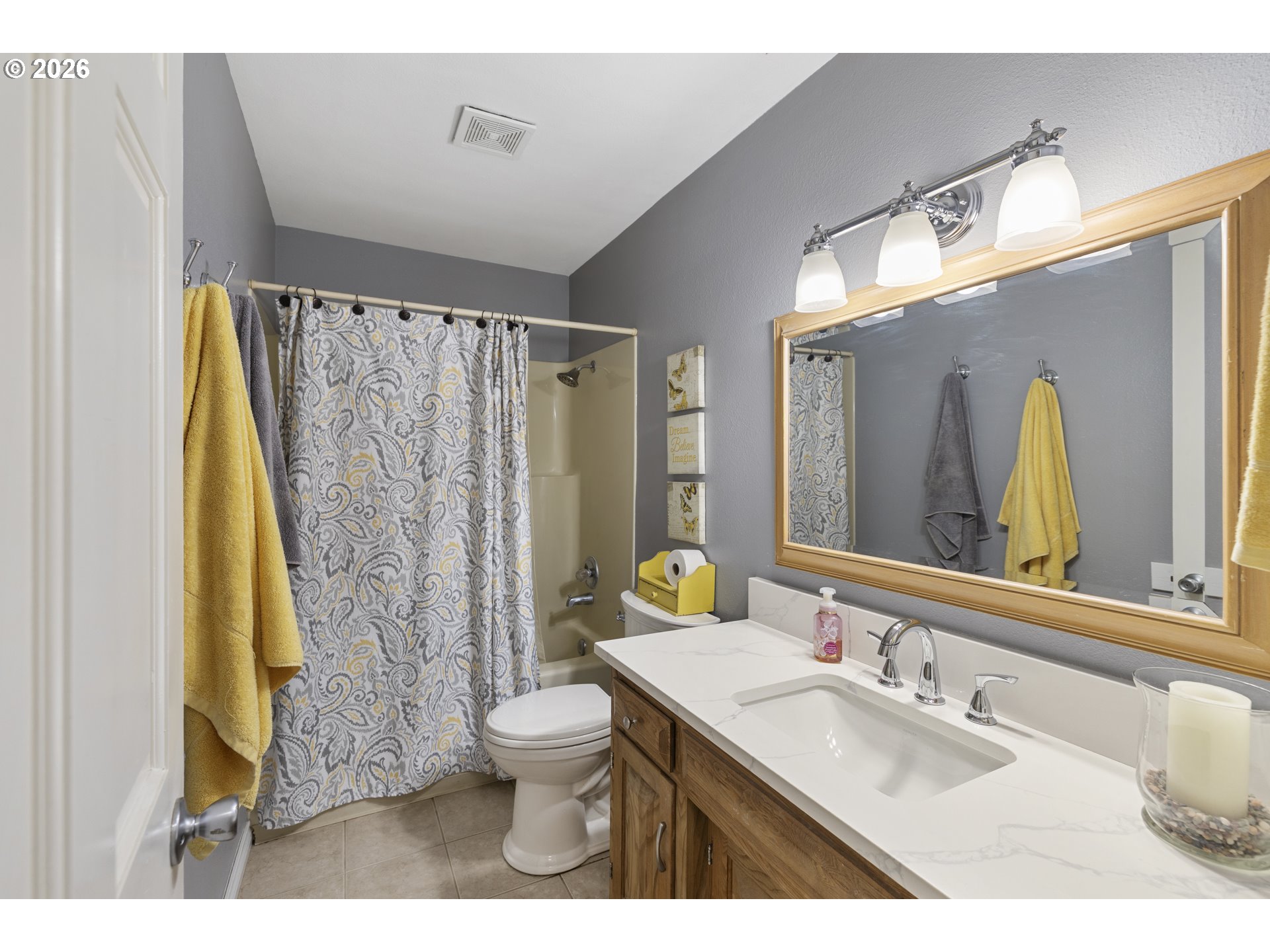 4515 Cordon Road Northeast Salem, OR 97305 - Photo 23 of 48 a bathroom with a granite countertop sink and a mirror