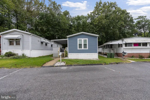 a view of front of house with a yard and trees