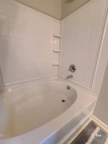a bathroom with a bathtub