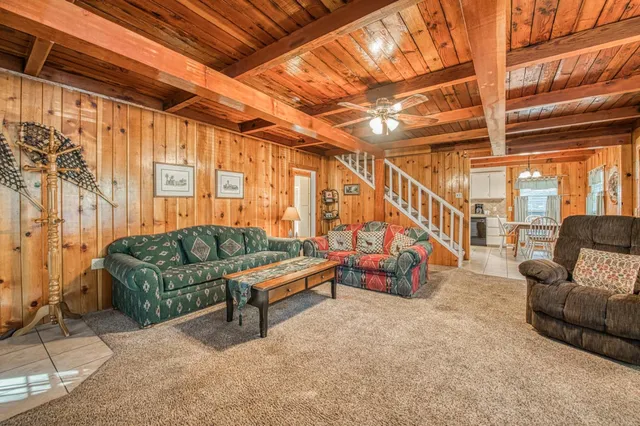 a living room with furniture and a couch