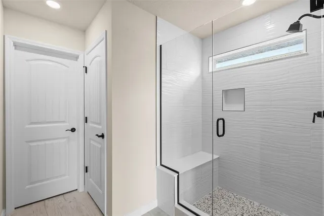 a bathroom with a shower