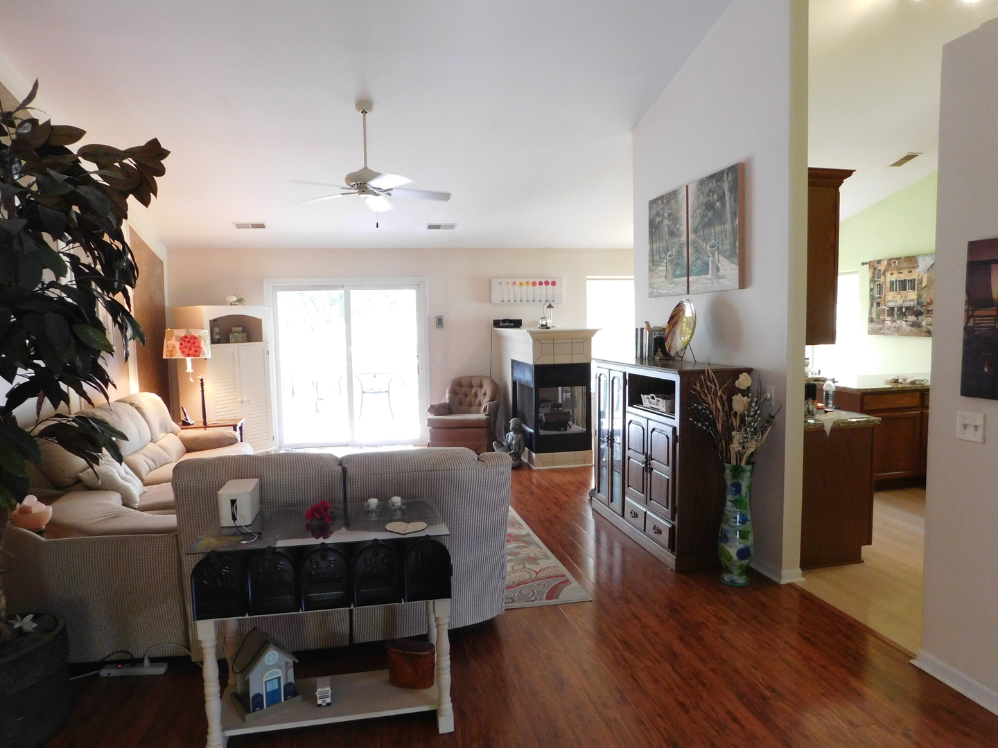 360 Ridge Road North Aurora, IL 60542 - Photo 14 of 26 a living room with furniture a fireplace and wooden floor