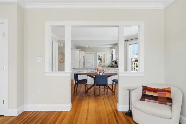 a workspace with furniture and wooden floor