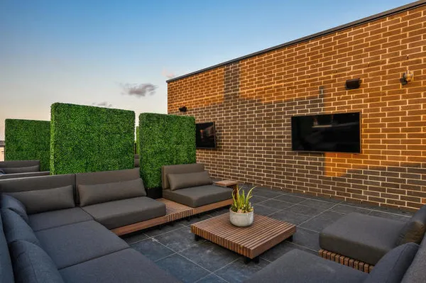 a outdoor space with patio furniture