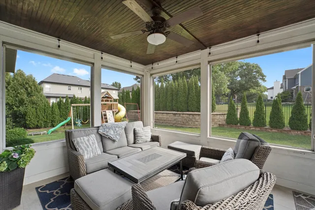 a outdoor space with patio the couches and a dining table with garden view