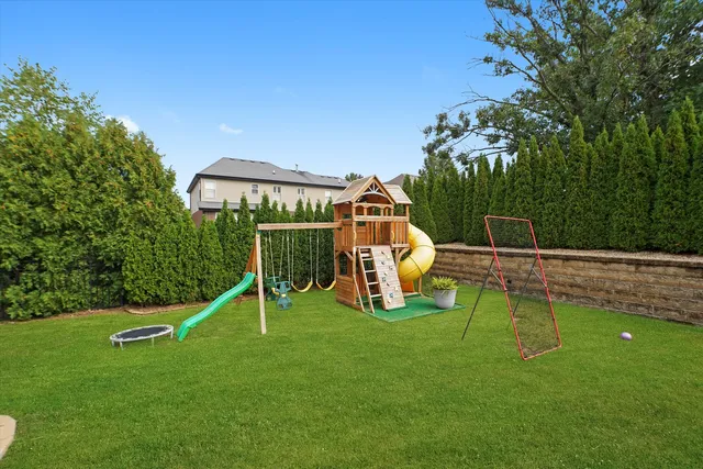 a view of a park with slide