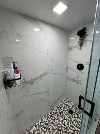 a bathroom with a shower